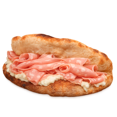 Pizza Baciata con Mortadella e Stracciata